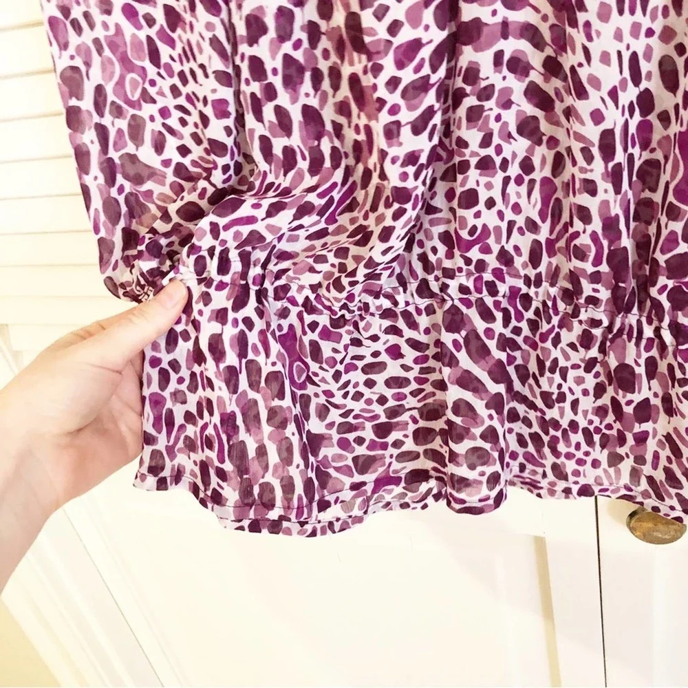 H&M Purple Animal Print Semi Sheer Blouse - Picture 7 of 8